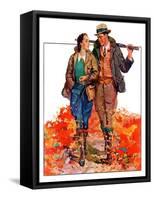 "Hunting Couple on Walk,"November 1, 1936-J. Hennesy-Framed Stretched Canvas