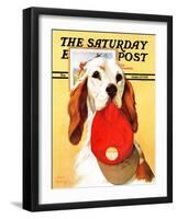 "Hunting Dog and Cap," Saturday Evening Post Cover, October 29, 1938-Jack Murray-Framed Giclee Print