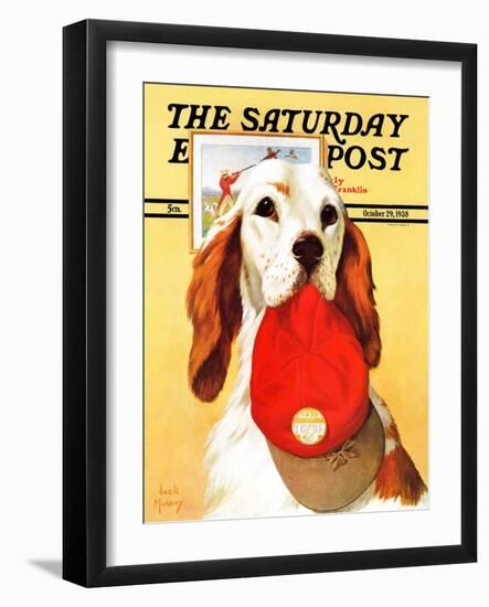 "Hunting Dog and Cap," Saturday Evening Post Cover, October 29, 1938-Jack Murray-Framed Premium Giclee Print