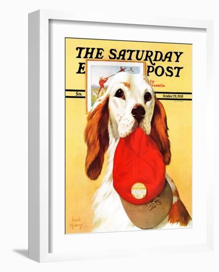 "Hunting Dog and Cap," Saturday Evening Post Cover, October 29, 1938-Jack Murray-Framed Premium Giclee Print
