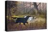 Hunting Dogs in Woods-null-Stretched Canvas