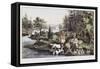 Hunting, Fishing and Forest Scene-Currier & Ives-Framed Stretched Canvas