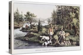 Hunting, Fishing and Forest Scene-Currier & Ives-Stretched Canvas