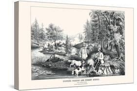 Hunting Fishing and Forest Scenes: Good Luck All Around-Currier & Ives-Stretched Canvas