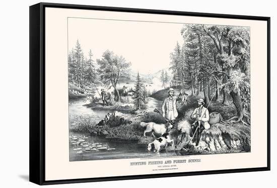 Hunting Fishing and Forest Scenes: Good Luck All Around-Currier & Ives-Framed Stretched Canvas