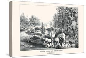 Hunting Fishing and Forest Scenes: Good Luck All Around-Currier & Ives-Stretched Canvas