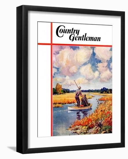"Hunting from a Boat in the Marsh," Country Gentleman Cover, November 1, 1939-Q. Marks-Framed Giclee Print