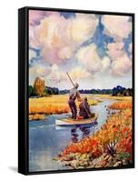 "Hunting from a Boat in the Marsh,"November 1, 1939-Q. Marks-Framed Stretched Canvas