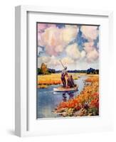 "Hunting from a Boat in the Marsh,"November 1, 1939-Q. Marks-Framed Giclee Print