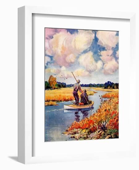 "Hunting from a Boat in the Marsh,"November 1, 1939-Q. Marks-Framed Giclee Print