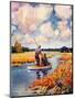 "Hunting from a Boat in the Marsh,"November 1, 1939-Q. Marks-Mounted Giclee Print