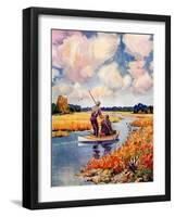 "Hunting from a Boat in the Marsh,"November 1, 1939-Q. Marks-Framed Giclee Print