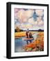 "Hunting from a Boat in the Marsh,"November 1, 1939-Q. Marks-Framed Giclee Print