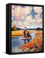 "Hunting from a Boat in the Marsh,"November 1, 1939-Q. Marks-Framed Stretched Canvas