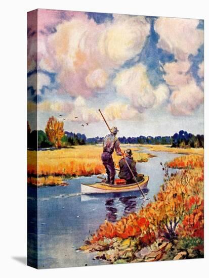 "Hunting from a Boat in the Marsh,"November 1, 1939-Q. Marks-Stretched Canvas