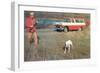 Hunting from Old Station Wagon-null-Framed Art Print