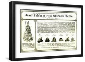 Hunting Hats Austria 1891-null-Framed Giclee Print