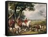 Hunting in Fontainebleau Forest-Antoine Charles Horace Vernet-Framed Stretched Canvas