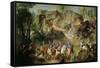 Hunting in the Forest of Fontainebleau at Franchard-Jean-Baptiste Oudry-Framed Stretched Canvas