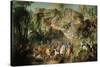 Hunting in the Forest of Fontainebleau at Franchard-Jean-Baptiste Oudry-Stretched Canvas