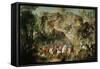 Hunting in the Forest of Fontainebleau at Franchard-Jean-Baptiste Oudry-Framed Stretched Canvas