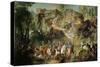 Hunting in the Forest of Fontainebleau at Franchard-Jean-Baptiste Oudry-Stretched Canvas