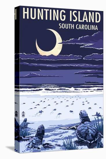 Hunting Island, South Carolina - Baby Turtles Hatching-Lantern Press-Stretched Canvas
