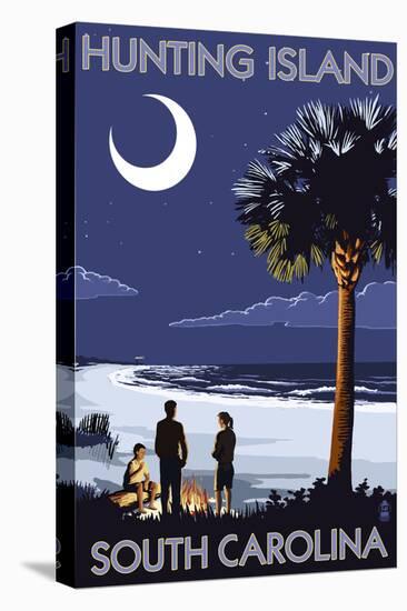 Hunting Island, South Carolina - Palmetto Moon-Lantern Press-Stretched Canvas