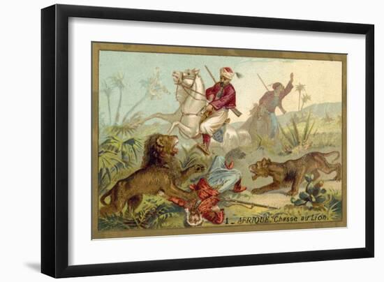 Hunting Lion in Africa-null-Framed Giclee Print