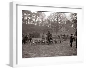 Hunting Men Riding Horses with a Pack of Hounds-null-Framed Premium Photographic Print