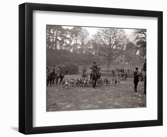 Hunting Men Riding Horses with a Pack of Hounds-null-Framed Photographic Print