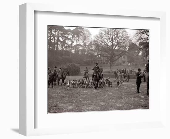 Hunting Men Riding Horses with a Pack of Hounds-null-Framed Photographic Print