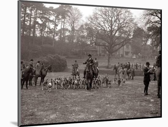 Hunting Men Riding Horses with a Pack of Hounds-null-Mounted Photographic Print
