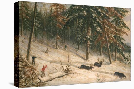 Hunting Moose-Cornelius Krieghoff-Stretched Canvas