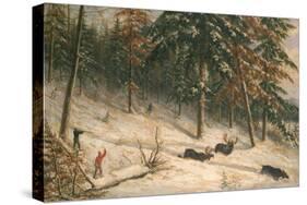 Hunting Moose-Cornelius Krieghoff-Stretched Canvas