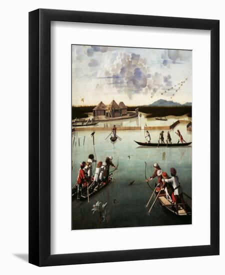 Hunting on the Lagoon, c.1490-5-Vittore Carpaccio-Framed Premium Giclee Print