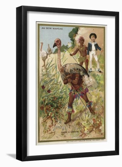 Hunting Ostrich-null-Framed Giclee Print