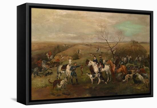 Hunting Party with the Emperor Alexander III and Empress Maria Feodorovna, 1880s-Nikolai Semyonovich Samokish-Framed Stretched Canvas