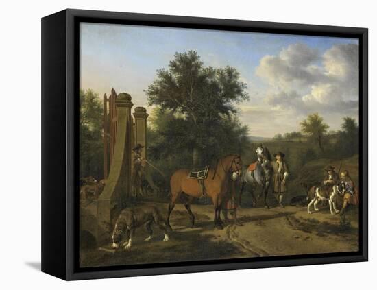 Hunting Party-Adriaen van de Velde-Framed Stretched Canvas