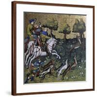 Hunting Scene, Illustration from Livre De Chasse, Medieval Treatise on Hunting-null-Framed Giclee Print