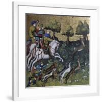 Hunting Scene, Illustration from Livre De Chasse, Medieval Treatise on Hunting-null-Framed Giclee Print