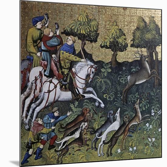 Hunting Scene, Illustration from Livre De Chasse, Medieval Treatise on Hunting-null-Mounted Giclee Print