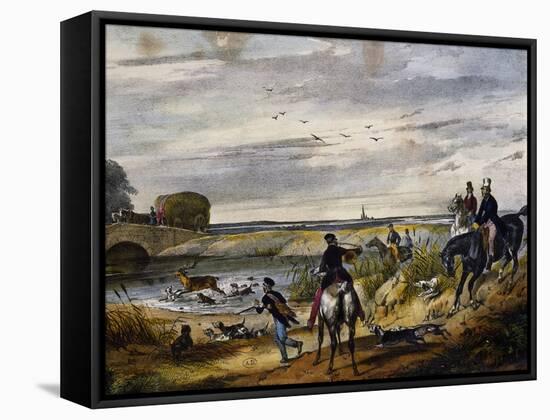 Hunting Scene on Horseback, 1840, France, 19th Century-null-Framed Stretched Canvas