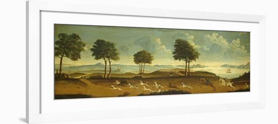 Hunting scene with a harbour, 18th century-American School-Framed Premium Giclee Print