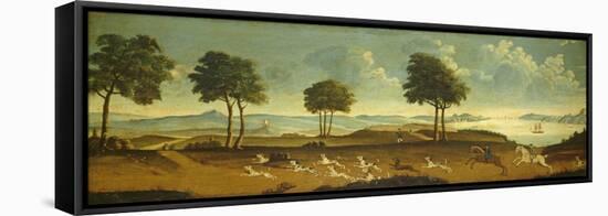 Hunting scene with a harbour, 18th century-American School-Framed Stretched Canvas