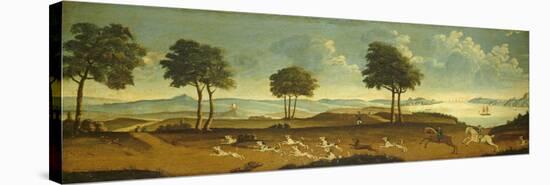 Hunting scene with a harbour, 18th century-American School-Stretched Canvas