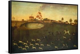 Hunting Scene With A Pond, 18th century-American School-Framed Stretched Canvas