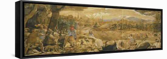 Hunting Scene with Imaginary Florence-Federico Zuccaro-Framed Stretched Canvas