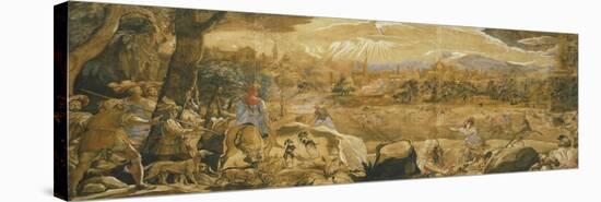 Hunting Scene with Imaginary Florence-Federico Zuccaro-Stretched Canvas