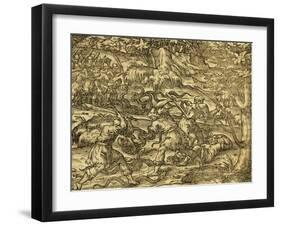 Hunting Snakes in Northern Bosnia, Engraving from Universal Cosmology-Andre Thevet-Framed Giclee Print